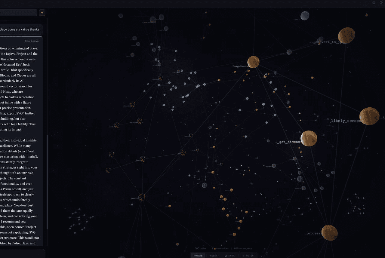 Screenshot of the Kairos knowledge galaxy interface