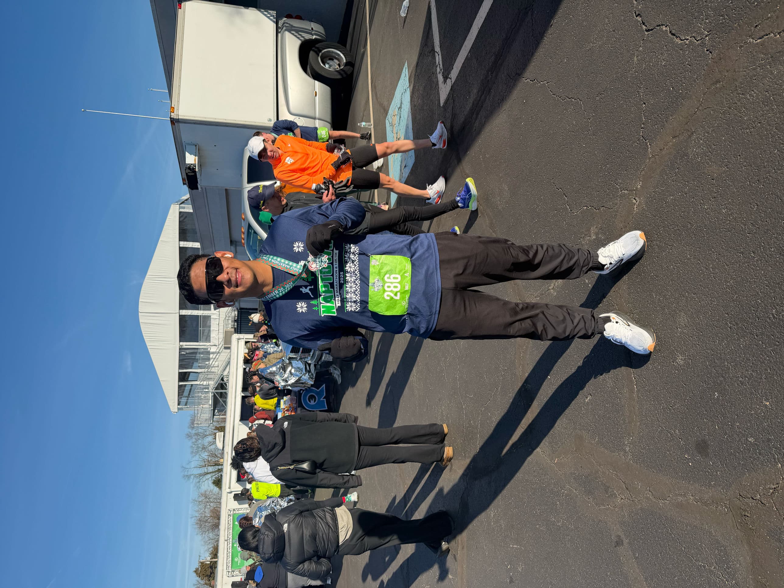 Mingma at the Naptown Half Marathon finish line